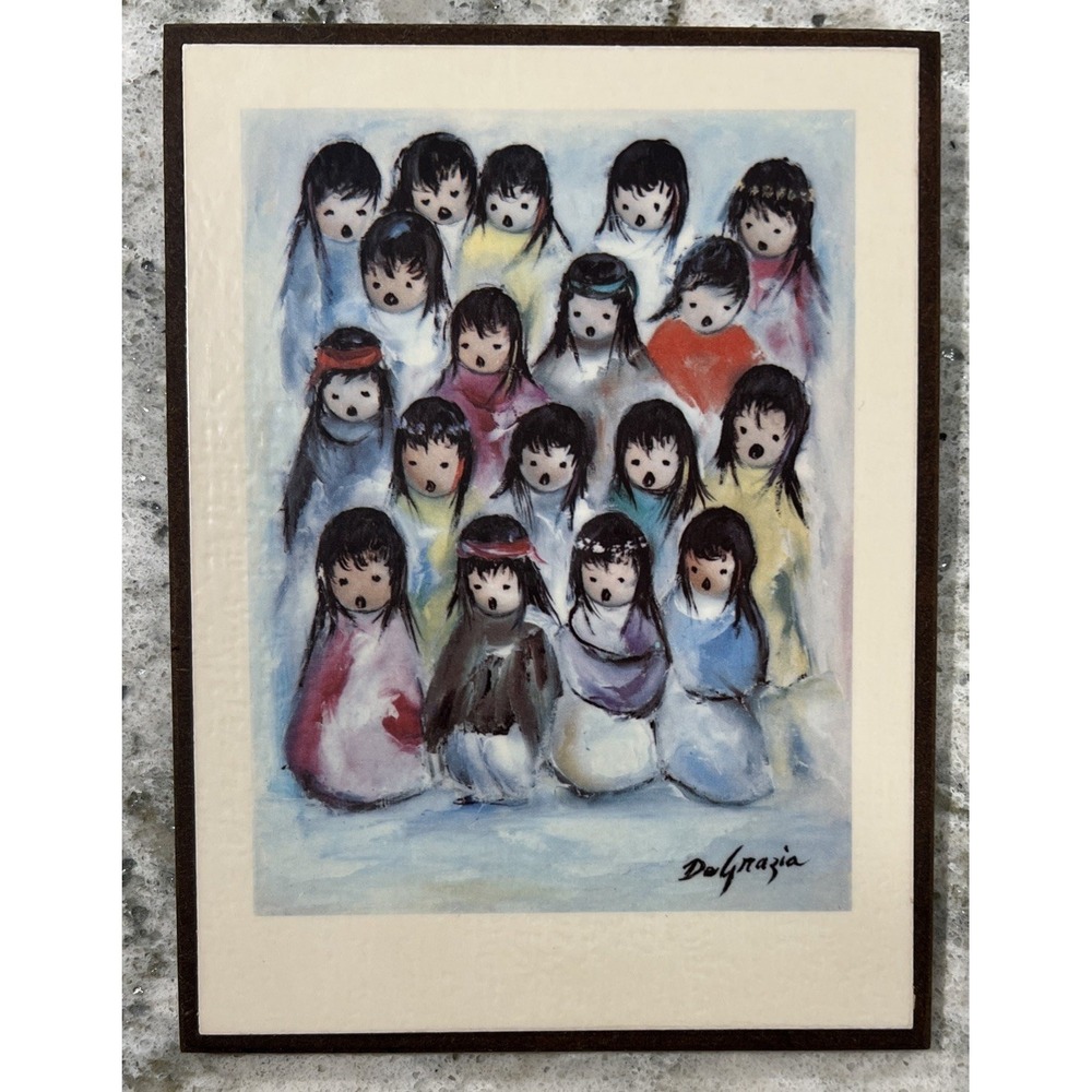 Native Children Print‎ Picture On Wood DeGrazia Childrens Choir 6"x4.5"